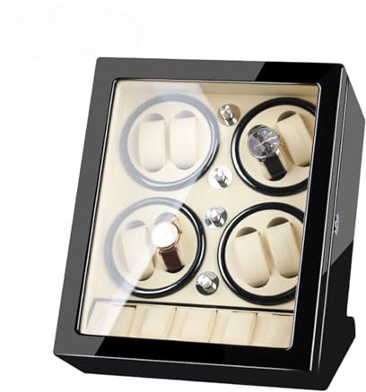PAHION Luxuriöser Automatischer Uhrenbeweger Großer Kapazität Aufbewahrungsvitrine Drehen Uhrenbeweger 8 Wicklerpositionen 5 Stauräume Leisem Motor Weiche Und Flexible Uhrenkissen(B)