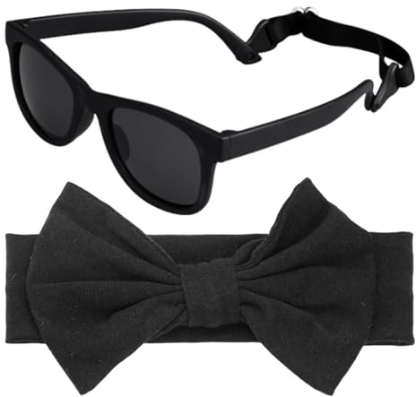 EHDWXVZM 1Pc Gafas De Sol Para Bebé Y 1Pc Diadema Para Bebé, Gafas De Sol Para Niños, Gafas De Sol De Silicona Suave, Diadema Con Lazo, Diadema Elástica Para Bebé, Gorros Para Bebé