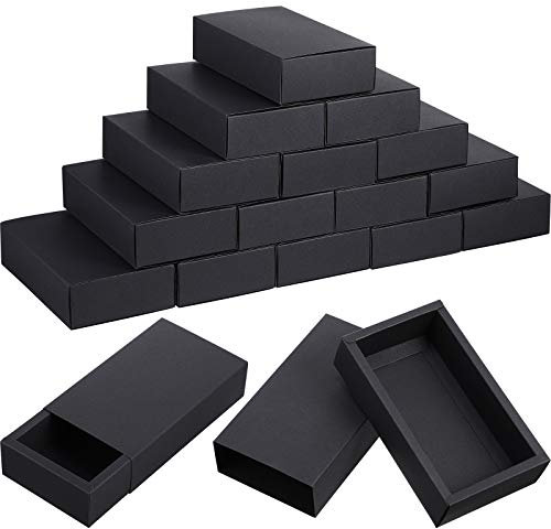 Namzi 30 Stück Kraftpapier-Schubladenboxen, Mini-Geschenkboxen für Geschäft, Seife, Schmuck, Süßigkeiten, Partys, Geschenke, Verpackungen (schwarz)