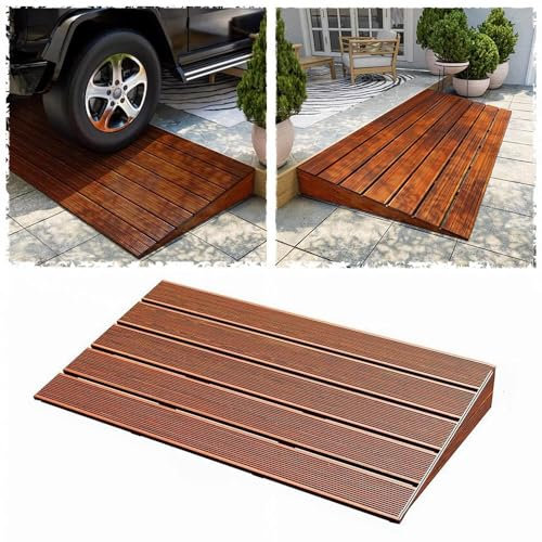 DAQXYH Holz Rollstuhlrampen Für Türschwelle, Tragbare Massivholz Schwellenrampe 8cm 10cm Hoch, Rutschfester Bordsteinrampen Für Haustür/Garage(30x30x8cm(11.8x11.8x3.2in))