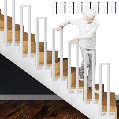 Ferr Battut - Pasamanos para escaleras interiores y exteriores, en forma de U, ideal para villas, balcones, pasillos y apartamentos, 85 x 5 cm, color blanco