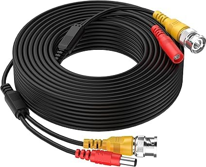 MaxSell BNC Security Camera Cable, 5-50M Length, Compatible with DVR/CCTV/AHD/CVI/TVI Systems, Black (40M)