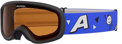 ALPINA PINEY 2.0 – dimfria, extremt robusta och okrossbara skidglasögon med 100% UV-skydd för barn, svart-blå matt