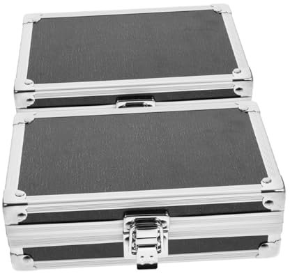 HOMSFOU 2stücke Aluminiumlegierung Werkzeugkastenbox Tragbar Für Stangen Soundkarten Organizer Werkzeugkoffer Aufbewahrungsbox Mit Griff Kleiner Instrumente Kasten
