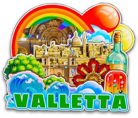 Orlybar Calamita da frigorifero in legno 3D della Valletta Malta, souvenir da collezione, decorazione fatta a mano, magnete per frigorifero -6967