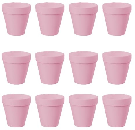 Molyorch 12 pièces Pot Terre Cuite, pour Cactus, Fleurs, Plantes Grasses, Parfaits pour LeJardinage, Le Bricolage ou des Cadeaux de Mariage (5.5 * 5cm-Rose)