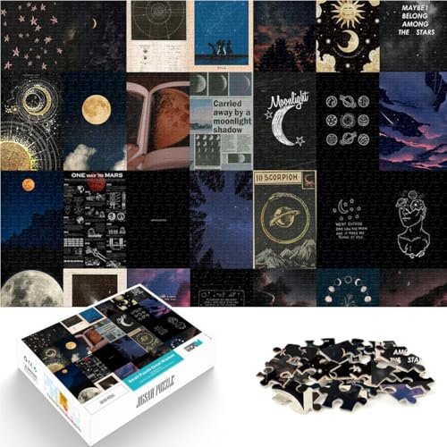 Puzzle 1000 Teile für Erwachsene Astronomie-Mosaik-Illustration Aus Karton für Kinder ab 14 Jahren Home Dekoration Spiel Spielzeug Weihnachtsspiel Geschenke für Frauen。Größe：38x52cm/14.9x20.4Zoll
