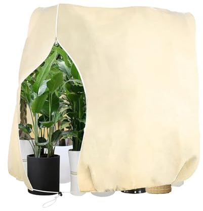 alouweekuky Cappuccio Protezione Piante Inverno 250 X 360 cm, Traspirante 80 g/m² Telo per Piante Inverno Antigelo con Cerniera e Coulisse, Telo Copri Piante Antigelo Adatto per Le Palme