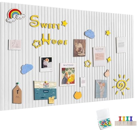 Große Filz Pinnwand Selbstklebend ，60 x 40cm Filzboard，dekorative Pinnwand aus Filz， 0,9cm dick，faltbare Fototafel Memotafeln Memo Boards Bulletin Board Wanddekoration für Büro Küche-Weiß