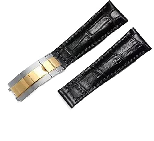 KXQYIKYI Echtes Lederband für Rolex Wasser Ghost Daytona Yacht Logype Grüne Lederarmband 20mm Schmetterling Schnallen Sie Watch Band