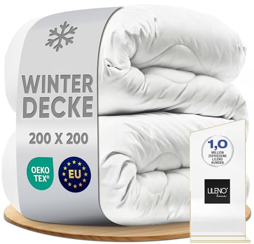 LILENO HOME Bettdecke 200x200cm Winter (1er Set) | 95°C waschbar, Sanitized | & Oeko-Tex Decke 200x200 | Allergikerfreundlich, Geräuscharm & Wolkenweich | Mikrofaser Blanket Winter Made in EU