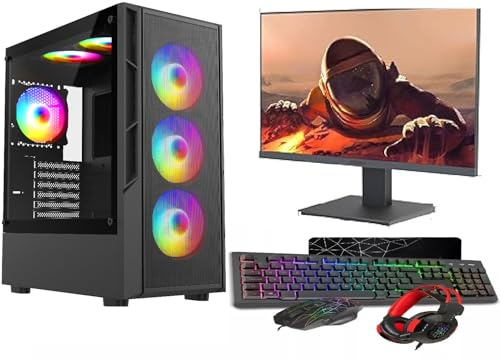ASC Intel Core i7 Gaming PC Bundle • GT1030 2GB GPU • 8GB RAM • 512GB SSD + 500GB HDD • 22 Monitor • RGB Case Black 6 Fan • WiFi • Windows 11 • 500W 80+ PSU – High-Performance Desktop Computer