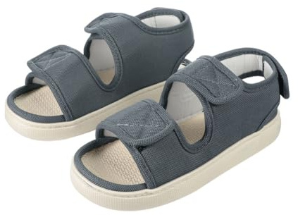 Sandales Diabétiques Homme Femme Sandales de Rééducation Large Ouverture Légères Antidérapantes Chaussures Orthopédique Scratch Réglable Pantoufles à Bout Ouvert Respirante pour Pieds Gonflés 43-44