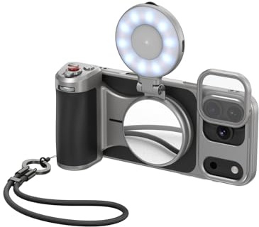 TELESIN Master Grip Magnetischer Kameragriff Creator Set + C03 Selfie-Licht | Kameragriff für MagSafe iPhone & Android, 3200mAh Akku, Kabellosem Laden, Set mit UV-Filter und iPhone 17 Pro Hülle