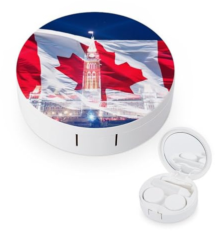 fkgvwo Contact Lens Container National Flag Travel Contact Lens Box with Mirror Tweezers Solution Bottle