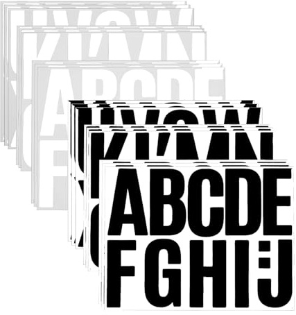 Bubaxuce 204 Piezas 18 Hojas De Grandes Letras Adhesivas De 10 Cm con Pegatina Alfabética para Tableros De Corcho, Salones Y Decoración del Hogar (Negro Y Blanco)