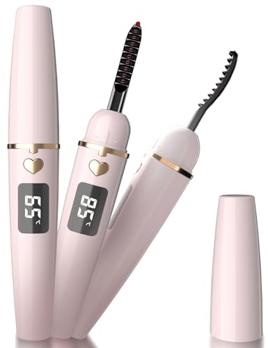 EYECURL Heated EyeLash Curler, X8 Heated Lash Curler, Intelligent Power Off Rechargeable Electric Eyelash Curler Heated By Steel Wire for 24 Hs Long Lasting (Pale Peach/Gold, X8-132MM)