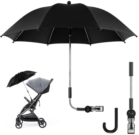 Mineup Universal Sonnenschirm Für Kinderwagen UV Schutz, UPF50+, 75 Cm Kinderwagen Sonnenschirm, Kinderwagen Regenschirm Universal, Sonnenschutz Kinderwagen