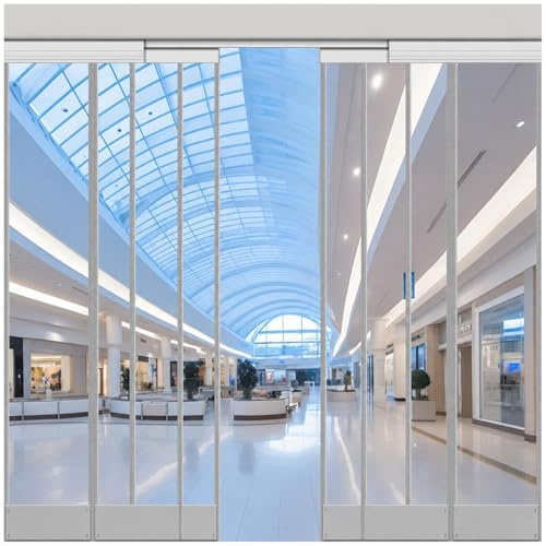 Aeovot Transparent Lamellenvorhang - PVC Streifenvorhang Lamellen, Winddicht/Wärmedämmung PVC Vorhang Transparent, Lamellen Plastikstreifenvorhang Mit Verschiebbarer Doppelschienenhalterung