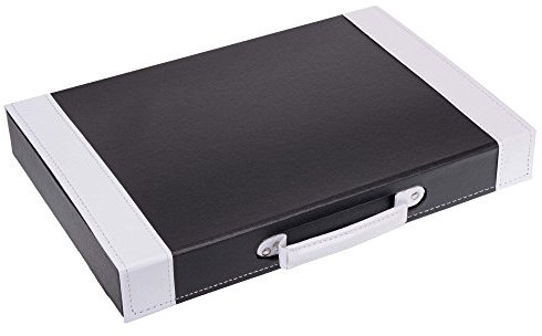 GRÄWE Besteckkoffer, leer - unbestückter Kunstleder-Koffer mit Einlagen für 30-teiliges Besteck, schwarz/weiß