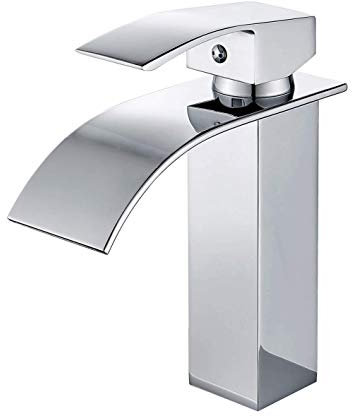 Wovier Chrom Waschbecken Wasserhahn mit Zulaufschlauch, einzigartiges Design Einhand-Einloch-Waschtischarmatur, Waschtischmischbatterie Commercial