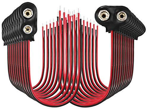 YYWEi 9V Batterie Clip 9V Batterie Anschluss 20PCS 9V Batterieclip für 9V Blöcke Stecker Anschluss Kabel Schwarz I -Typ +Schrumpfschlauch