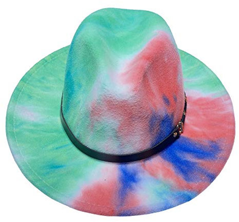 JK Home Panama-Hut für Cosplay, Halloween, Party, Hochzeit, Ball, breite Krempe, W:Tie-Dye Grün
