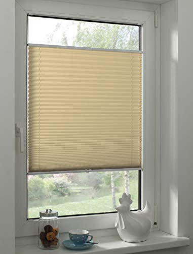 Sunpro24 Plissee auf Maß, Blickdichtes Faltrollo, Montage im Glasfalz mittels Schrauben, Sonnenschutzrollo, (B) 20-50 x (H) 171-180 cm, Beige