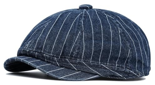CLAPE Schiebermütze für Herren Damen Verstellbar Flat Cap Newsboy Cap | Baumwolle Gestreifte Schirmmütze,Klassische Vintage Baskenmütze für Alltag,Reisen,Golf,Outdoor