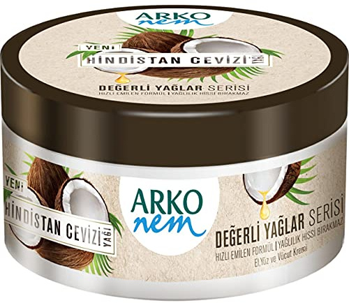 Arko NEM Luxuriöse Feuchtigkeitscreme, Kokosmilch-Formel, 250 ml, leicht, geeignet für den täglichen Gebrauch, Weiß