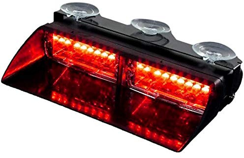 Riloer Luz estroboscópica de 16 LED, lámpara de ventosa de advertencia de emergencia policial intermitente de 12 V para remolques de camiones, Rojo