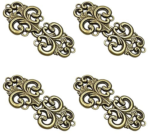 Trsnzul Cierre de Capa 4 Pares Cierres de Costura de Nudo de Cierre Cierres Del Cabo de la Flor Del Remolino Cardigan Clip Ganchos Decorativos Clip de Ropa para Botones de Cuello Chal