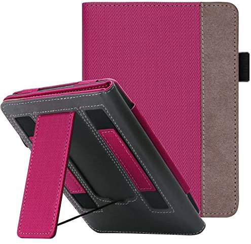 WALNEW Stand Case for 6.8” Kindle Paperwhite 11th Generation 2021- Two Hand Straps Premium PU Leather Book Cover with Auto Wake/Sleep for Amazon Kindle Paperwhite Signature Edition ereader