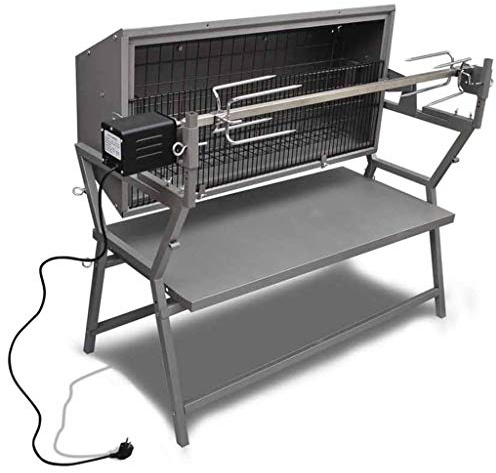 Tidyard BBQ Elektrogrill mit Drehspieß Eisen und Edelstahl, Lammgrill, Universal Drehspieß, Rotisserie Drehspiess Grillspieß