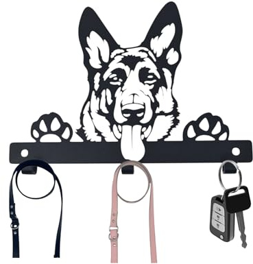 German Shepherd Dog Lead Hanger | Metal Wall Hook | Powder Coated Finish | Fixings Included | Dog Leash Holder | Gift for Dog Lovers