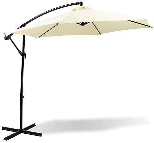 BAKAJI Ombrellone da Giardino Decentrato 3x3 Mt Palo Alluminio Chiusura a Manovella Base a Croce Sistema Air Vent Arredamento Esterno Gazebo Piscina Giardino Terrazzo Ambienti Esterni (Beige)