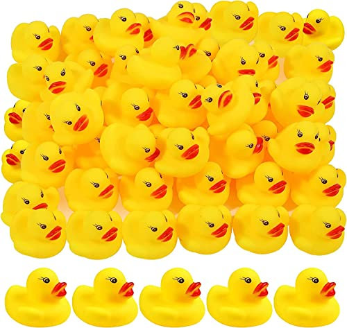 Voarge 50pcs Gummi Ducky Badespielzeug, klassisches Quietscheentchen für die Badewanne, Badespielzeug für Groß und Klein, Mini Ente Badewannenspielzeug für Dusch Geburtstags Partyartikel
