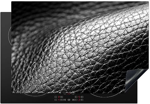 MuchoWow© Protège-plaque à induction | 78x52 cm - Plaque Protection Vitrocéramique Induction - Vinyl - Cuir - Texture - Noir - Clair - Couvre Plaque de Cuisson