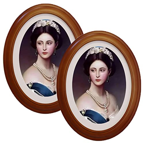 GRRONZEE 2 Pack Oval Picture Frame 5x7 Brown Oval Photo Frames 5 by 7 Wall Picture Frame for Home Decor, Photo Gallery