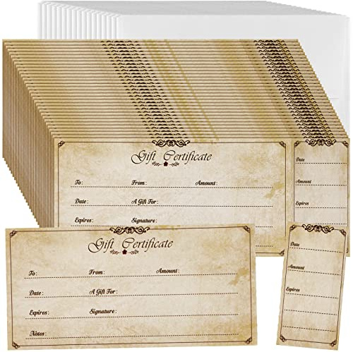 Nuanchu 100 Sets Christmas Gift Certificate, Classic, Wood Color