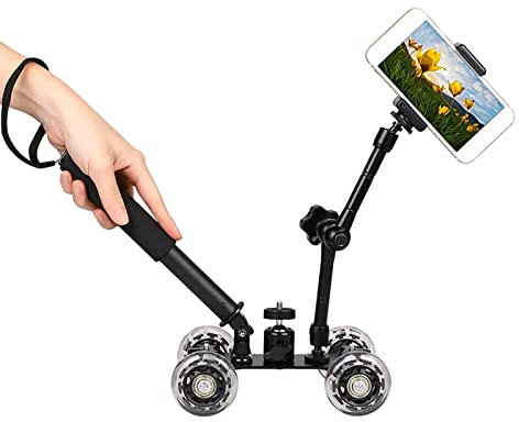 THREMA Caméra Dolly Wheel, Mini Camera Dolly Roller avec Une Charge De 10 Kg Et Une Échelle Précise, Équipée De Vis 1/4, pour La Plupart des Rotules Et des Bras Magiques