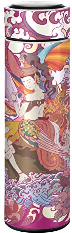 KAAVIYO Fisch Blume Chinesisches Wandbild Rot Wasserflasche Wasserkanne Edelstahl Isolierte Isolierflasche Auslaufsicher