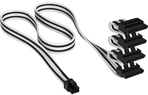 Corsair Premium Individually Sleeved Type-5 SATA (4 Connectors) PSU Cable - Black & White