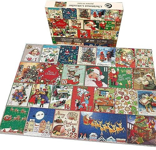 Christmas Advent Calendar 2023, Christmas Advent Calendar Jigsaw Puzzle 1000Pcs, Christmas Gifts for Women Men Kids, Jigsaw Advent Calendar for 8-16 Years