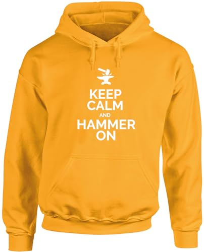 Hippowarehouse Keep calm and hammer on unisex Hoodie hooded top Mustard