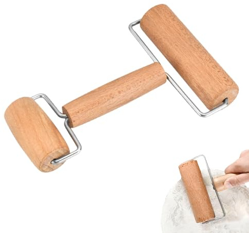 Gativs Teigroller Nudelholz Teigroller Klein Teigausroller Teigroller Holz mit Zwei Rollen Teigroller Holzwaren Pizzaroller Teigroller Doppelseitig für Nudelteig Pizza Kuchen Teigroller Backzubehör