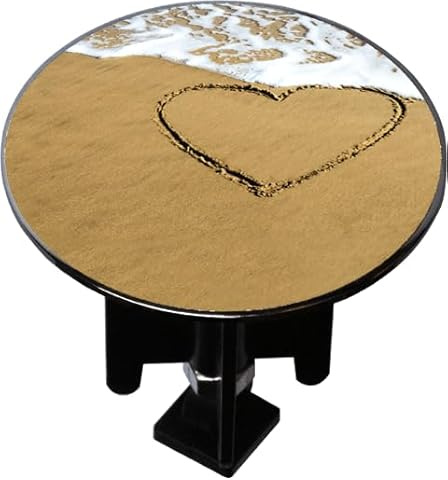 Waschbeckenstöpsel, dekoriert, Design Herz auf Sand, XXL-Stöpsel 62 mm, für Standard-Waschbecken mit Zugschnur.