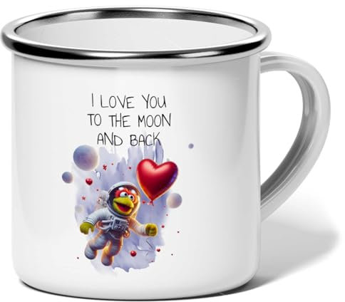 MeLifestyle Kaffeetasse Tasse Becher Motiv Weiß I love you to the Moon and back Ich liebe dich bis zum Mond und wieder zurück Liebe Valentinstag Geschenk Freunde Geburtstag