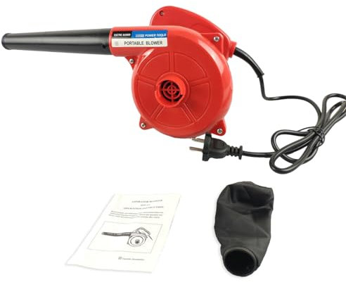 utaxuper Soplador de hojas de mano, potente motor de alta velocidad para el cuidado del césped, 700 W, dispositivo eléctrico de limpieza de jardín, color rojo