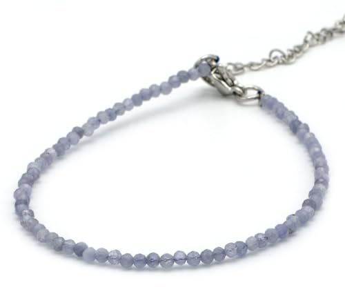 Edelstein Armband mit 2 mm facettierte runden Perlen aus Naturstein – Handgefertigtes Schmuckstück für Damen & Herren – Durchmesser 17–18 cm – Geschenk für Damen & Herren - Energie, Balance & Still